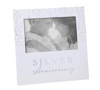 Amore 25th Silver Wedding Photo Frame Silver White Finish