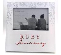 Amore 40th Photo Frame Silver White Finish