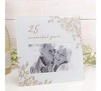 Amore Anniversary Grey Glass 6'x4' Photo Frame with Glitter/Wording - 25 Years Together