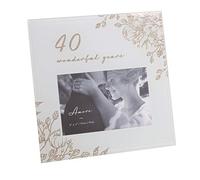 Amore Anniversary Grey Glass 6'x4' Photo Frame with Glitter/Wording - 40 Years Together