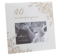 Amore Anniversary Grey Glass 6'x4' Photo Frame with Glitter/Wording - 40 Years Together