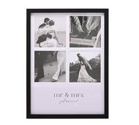 Amore Black Multi-Aperture Photo Frame - Mr & Mrs Wedding Memories Display, Elegant 4-Photo Frame, Anniversary & Newlywed Gift, Home Décor Keepsake