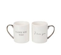 Amore Bone China 2 Mugs Gift Set - I Love You & I Love You Too