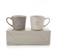 Amore by Juliana Set of 2 Grey & White Mugs - 25th Anniversary Amore by Juliana Multicolor