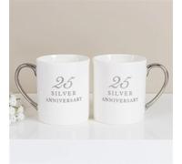 Amore By Juliana Set of 2 Porcelain Mugs - 25th Silver Anniversary