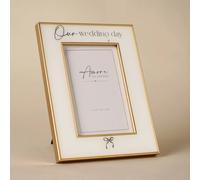 Amore by Juliana Wedding Gift Bow Frame Our Wedding Day 4" x 6" in White Amore by Juliana White
