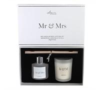 Amore by Julianna Widdop & Co. Amore Reed Diffuser and Soy Candle Set - 'Mr & Mrs' Theme - Sandalwood, Vanilla and Lavender Fragrance