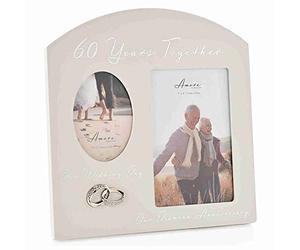 Amore Diamond 60th Anniversary Wedding Gifts Then & Now Photo Frame - 6"x 4"