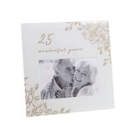 Amore Grey Glass Gold Floral Photo Frame 6X4" - 25 Wonderful Years