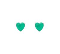 Amore Heart Stud Earrings Colombian Emerald Silver