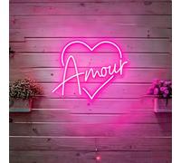 Amore Neon Sign LED Neon Heart Light Wall Hanging Romantic Decor Lamp for Wedding Engagement Anniversary Valentine's Day Bedroom Home Cafe Restaurant,USB Powered