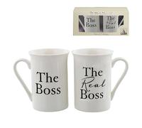 Amore Pack of 2 Mug Set - 'The Boss/The Real Boss' Black