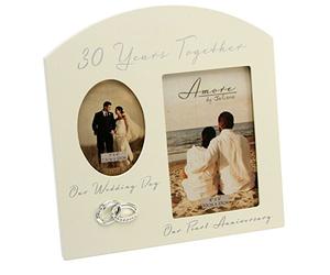 Amore Pearl 30th Anniversary Wedding Gift Cream Photo Frame - 6 x 4 Inches