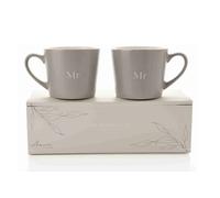 Amore Set of 2 Grey Tea Coffee Mugs Mr & Mr Wedding Anniversary Gift