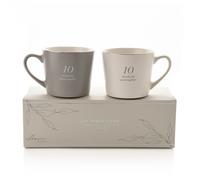 Amore Set of 2 Grey & White Mugs - 10th Anniversary