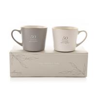 Amore Set of 2 Grey & White Mugs - 50th Anniversary