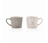 Amore Set of 2 Grey & White Stoneware Mugs - 30 Wonderful Years Together