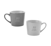 Amore Set of 2 Grey & White Stoneware Tea Coffee Mugs 10th Anniversary Gift