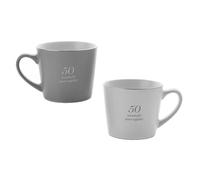 Amore Set of 2 Grey & White Tea Coffee Mugs 50th Anniversary Gift