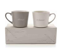Amore Set of 2 Grey & White Tea Coffee Mugs Always & Forever Anniversary Gift