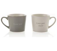 Amore Set of 2 Love Mugs - Grey & White