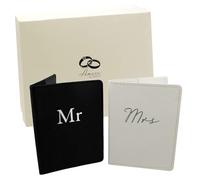 Amore Set of 2 Mr & Mrs Black and White Passport Holders Honeymoon