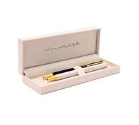 Amore Set of 2 Pens - His & Hers - Elegant Black, White, and Gold Finish - Perfect Couples Gift for Anniversaries, Weddings, and Special Occasions