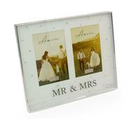 Amore Silver Plated Double Photo Frame 4X6" - Mr & Mrs