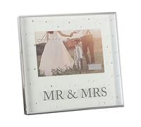 Amore Silver Plated Mr & Mrs 6 x 4 Box Photo Frame With Crystals WG64664