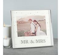Amore Silver Plated Mr & Mrs 7 x 5 Box Photo Frame With Crystals WG64675