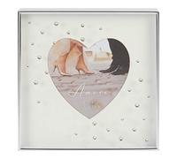 Amore Silver Plated Square with Heart Inset & Crystals Box Photo Frame 4" x 4"