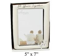 Amore Silverplated 50 Years Together Photo Frame w/Hearts (5x7)
