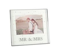 Amore Silverplated Box Frame with Crystals 7" x 5" Mr & Mrs