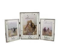 Amore Silverplated Triple Photo Frame - 'Mr & Mrs'