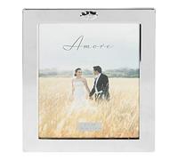 Amore Simple Silver finish photo Photograph Frame with wide boarder & hearts 8" x 10"