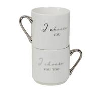 Amore Stackable Bone China Mug Gift Set - I Choose You & I Choose You Too