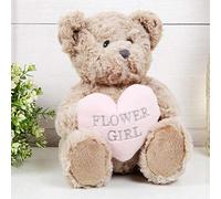 Amore Thank you Flower Girl Teddy Bear Gift, Brown,pink,silver