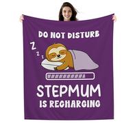 Amorea Do Not Disturb Stepmum is Recharging Funny Blanket for Stepmother from Stepdaughter or Stepson Birthday Mother's Day (stepmum-a)