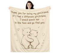 Amorea Thank You for Being My Girlfriend Funny Cartoon Blanket for Girlfriend from Boyfriend Birthday Valentine's Day