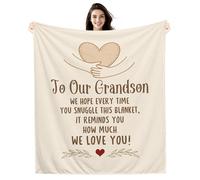 Amorea To Our Grandson We hope every time you snuggle this blanket It reminds you how much we love you Blanket for Grandson from Grandparents Reminder Birthday Graduation (grandson-b)