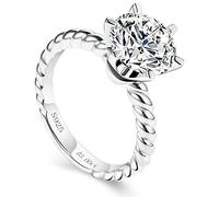AmoreNel 1/2/3ct Moissanite Engagement Ring for Women D Color VVS1 Solitaire Round Cut 18K White Gold Plated 925 Sterling Silver Diamond Ring Valentine's Day Jewelry Gifts, Sterling Silver, 2ct