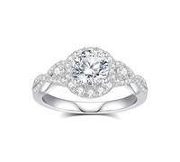 AmoreNel Princess Diana Kate Middleton Class Gemstone Birthstone Sapphire Halo Moissanite Engagement Rings for Women 1.2754434 Ct Anniversary 18K White Gold Plated 925, Sterling Silver, Moissanite