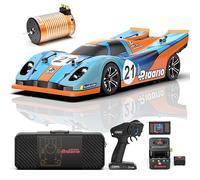 AMORIL 1/10 Fast Brushless RC Drift Cars for Adults,Max 200KM/H Carbon Fiber On-Road Supercar with 3660 3900KV Brushless Motor,120A ESC,9KG Meta-Gear Servo,3300mah Lipo,Waterproof Suitcase,Blue