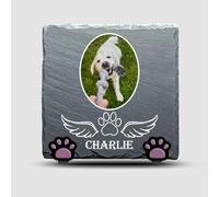 AMORISLUX Heaven Needed an Angel - Pet Memorial Plaque - Custom Slate Stone Grave Marker for Cat or Dog - 3.94" x 3.94"