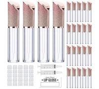 AMORIX 24 Pack 5ml Lip Gloss Tubes with Wand, Lip Gloss Containers, Supplies Kit with 2 Syringes and Labels for Homemade Lip Gloss.