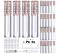 AMORIX 24 Pack Crystal Rhinestone Lip Gloss Tubes with Wand 5ml Empty Containers + Syringes + Labels
