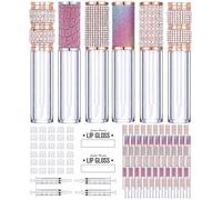 AMORIX 72pcs 5ml Diamond Lip Gloss Tubes with Magic Wand 5ml Empty Rhinestone Lip Gloss Containers Cute Lip Gloss Bottles Crystal Lip Gloss Accessories Set + 4 Syringes + Labels for
