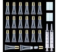 Amorix Empty Transparent Lip Gloss Lip Gloss Lip Gloss Refillable Lip Gloss Lip Gloss Cosmetic with Syringe and Self-Adhesive Labels Pack of 50, gold-coloured, 5ml-50PCS