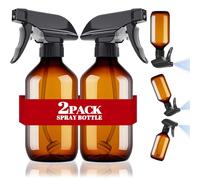 AMORIX Plastic Spray Bottles 2 Pack 360° Water Spray Bottle for Cleaning 10 oz/300 ml Upside Down Spray Bottle Small Mister Squirt Bottle with Adjustable Nozzle for Hair, Cooking, Plant, Pet, Brown