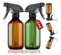 AMORIX Plastic Spray Bottles 2 Pack 360° Water Spray Bottle for Cleaning 10 oz/300 ml Upside Down Spray Bottle Small Mister Squirt Bottle with Adjustable Nozzle for Hair, Cooking, Plant, Pet, Brown